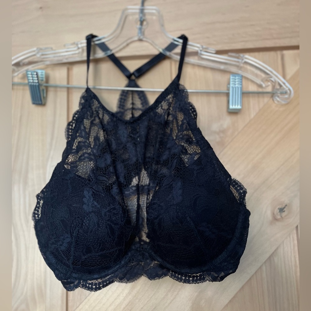 Lasenza black lace bralette & black lace bralette, halter neck with back clasp.